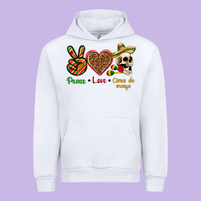 Peace Love Cinco De Mayo Urban Hoodie Designed By Texasbilliewilder