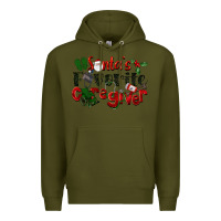 Army Green Santa's Favorite Caregiver Christmas Premium Hoodie - LillyAllenDesigns