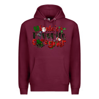 Burgundy Santa's Favorite Caregiver Christmas Premium Hoodie - LillyAllenDesigns
