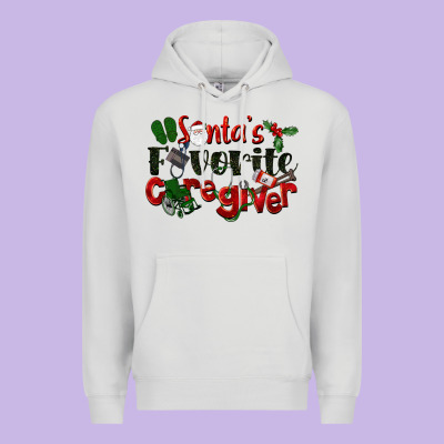 Santa's Favorite Caregiver Christmas Premium Hoodie Designed By Lillyallendesigns