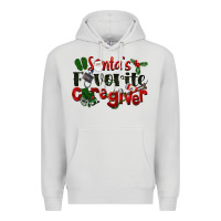Dove Grey Santa's Favorite Caregiver Christmas Premium Hoodie - LillyAllenDesigns