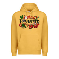 Mustard Santa's Favorite Caregiver Christmas Premium Hoodie - LillyAllenDesigns
