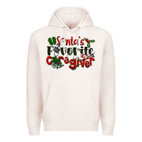 Pale Pink Santa's Favorite Caregiver Christmas Premium Hoodie - LillyAllenDesigns