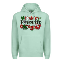 Seafoam Santa's Favorite Caregiver Christmas Premium Hoodie - LillyAllenDesigns