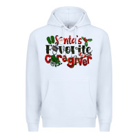 White Santa's Favorite Caregiver Christmas Premium Hoodie - LillyAllenDesigns