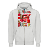 Dove Grey cupid can suck it Zipper Hoodie - NancyCooperArtShop