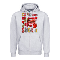 Heather Grey cupid can suck it Zipper Hoodie - NancyCooperArtShop