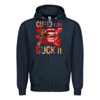 Navy cupid can suck it Zipper Hoodie - NancyCooperArtShop
