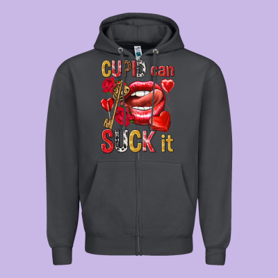 Cupid Can Suck It Zipper Hoodie Designed By Nancycooperartshop