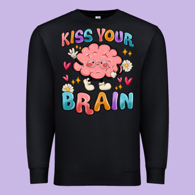 Kiss Your Brain Premium Sweatshirt Designed By Maliassmallbusiness