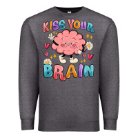 Charcoal Heather kiss your brain Premium Sweatshirt - MaliasSmallBusiness