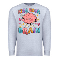Heather Grey kiss your brain Premium Sweatshirt - MaliasSmallBusiness