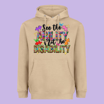See The Ability Not The Disability Heavyweight Hoodie Designed By Nancycooperartshop