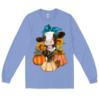 Colony Blue Cow Fall Pumpkin Long Sleeve Tee - Artiststas