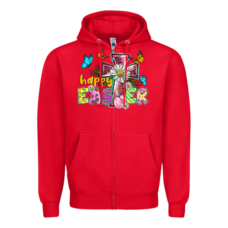 Happy Easter Cross Zipper Hoodie by BarkalooDesign | Teevron