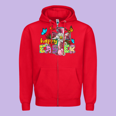 Happy Easter Cross Zipper Hoodie Designed By Barkaloodesign