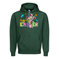 Sports Green happy easter cross Zipper Hoodie - BarkalooDesign