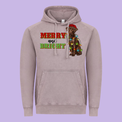 Merry And Bright Labrador Vintage Hoodie Designed By Ranaportraitstore