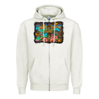Oatmeal Heather wooden cross background Zipper Hoodie - BarkalooDesign