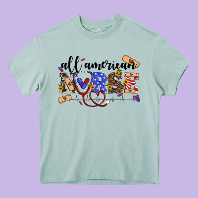All American Nurse Heavy Core Tee Designed By Artiststas