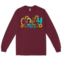 Burgundy Cozy Vibes Fall Sunflowers Long Sleeve Tee - Artiststas