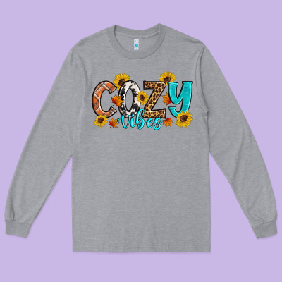 Cozy Vibes Fall Sunflowers Long Sleeve Tee Designed By Artiststas