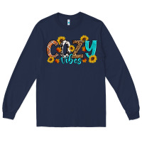 Navy Cozy Vibes Fall Sunflowers Long Sleeve Tee - Artiststas