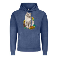 Vintage Denim siberian cat sunflower and gemstone Vintage Hoodie - texasbilliewilder