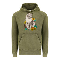 Vintage Olive siberian cat sunflower and gemstone Vintage Hoodie - texasbilliewilder