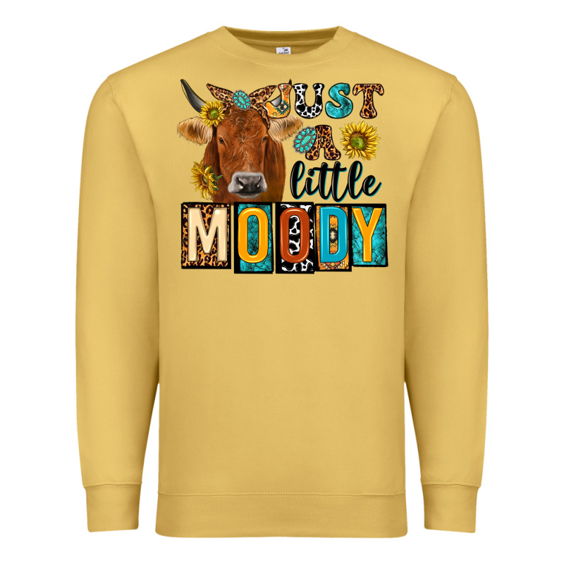 Just A Little Moody With Cow Premium Sweatshirt by NancyCooperArtShop | Teevron
