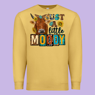 Just A Little Moody With Cow Premium Sweatshirt Designed By Nancycooperartshop