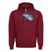 Burgundy bottlenose dolphin Zipper Hoodie - LillyAllenDesigns