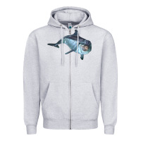 Heather Grey bottlenose dolphin Zipper Hoodie - LillyAllenDesigns