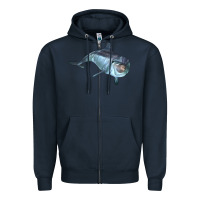 Navy bottlenose dolphin Zipper Hoodie - LillyAllenDesigns