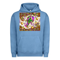Pigment Pebble Blue Mardi Gras with crab Urban Hoodie - NancyCooperArtShop