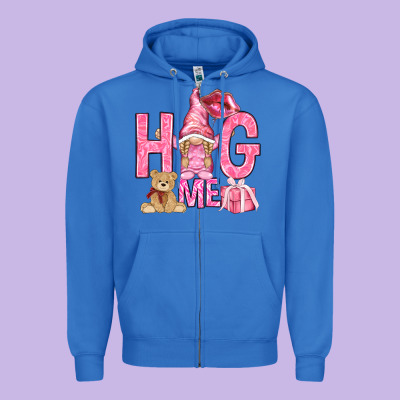 Hug Me With Gnome Zipper Hoodie Designed By Nancycooperartshop