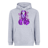 Heather Grey Domestic Violence Warrior purple ribbon Heavyweight Hoodie - NancyCooperArtShop