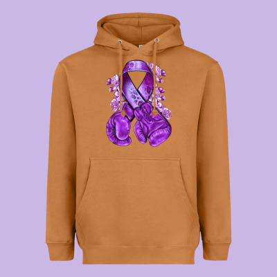 Domestic Violence Warrior Purple Ribbon Heavyweight Hoodie Designed By Nancycooperartshop