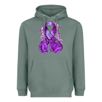Sage Domestic Violence Warrior purple ribbon Heavyweight Hoodie - NancyCooperArtShop