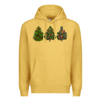 Antique Gold christmas trees Premium Hoodie - LillyAllenDesigns