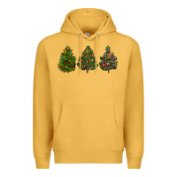 Mustard christmas trees Premium Hoodie - LillyAllenDesigns