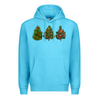 Ocean Blue christmas trees Premium Hoodie - LillyAllenDesigns
