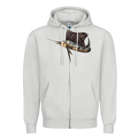 Dove Grey Atlantic Sailfish Illustrations Zipper Hoodie - LillyAllenDesigns