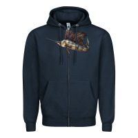 Navy Atlantic Sailfish Illustrations Zipper Hoodie - LillyAllenDesigns