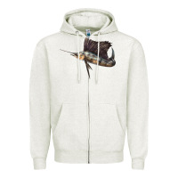 Oatmeal Heather Atlantic Sailfish Illustrations Zipper Hoodie - LillyAllenDesigns