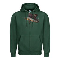 Sports Green Atlantic Sailfish Illustrations Zipper Hoodie - LillyAllenDesigns