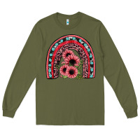 Army Green valentines sunflower rainbow Long Sleeve Tee - JahusDesignShop