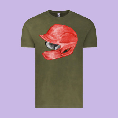 Red Baseball Batting Helmet Fa Element Vintage Tee Designed By Fadigitalartstudio