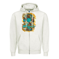 Oatmeal Heather western cross blessed lily butterfly Zipper Hoodie - BarkalooDesign
