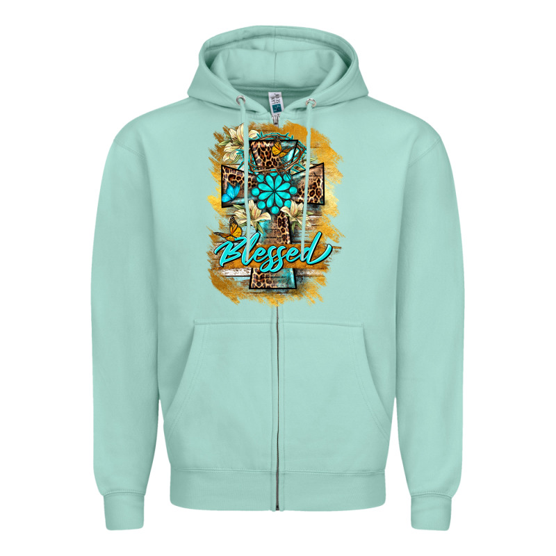 Western Cross Blessed Lily Butterfly Zipper Hoodie by BarkalooDesign | Teevron